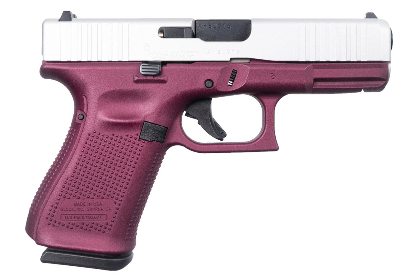 GLOCK 19 Gen5 9mm Pistol with Black Cherry Frame and Satin Aluminum Slide