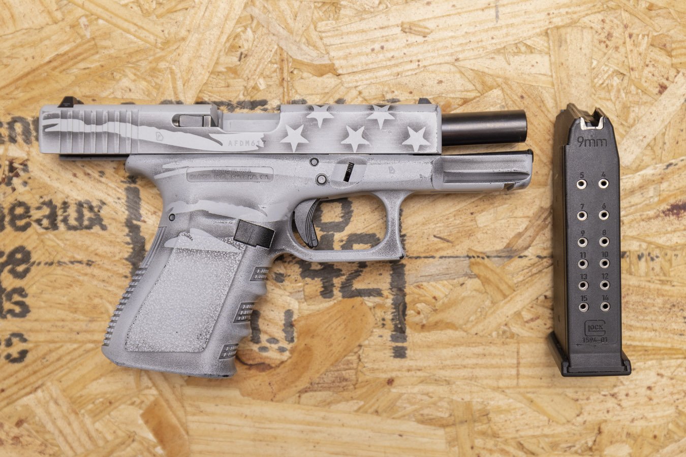 GLOCK 19 Gen3 9mm Police Trade-In Pistol with Distressed Flag Cerakote Finish