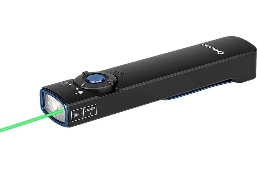 OLIGHT Arkfeld Black Anodized 1/15/60/300/1,000 Lumens White LED Green Laser