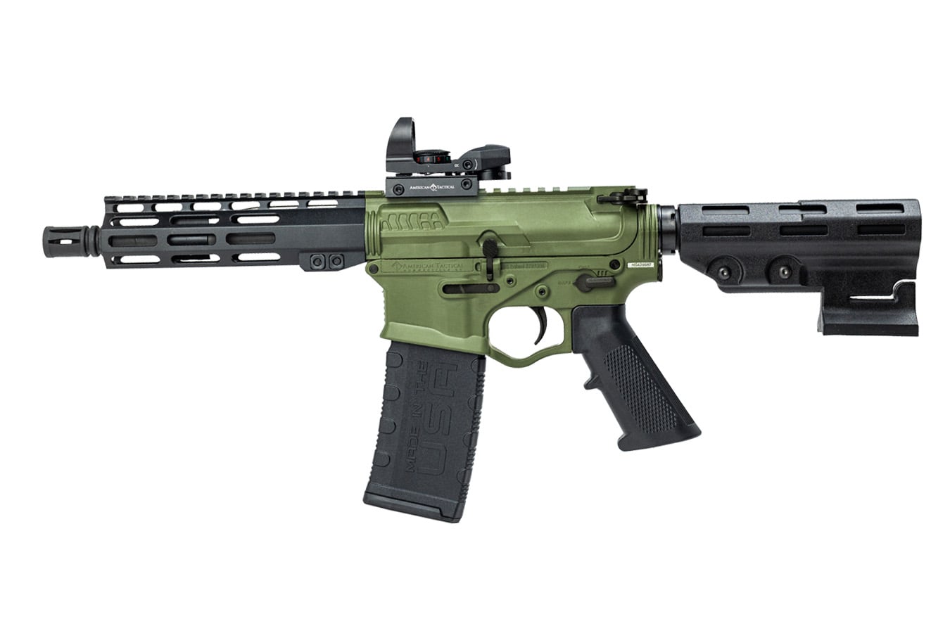 American Tactical Omni Hybrid 5.56mm Semi-Auto AR-15 Pistol with Battlefield Green Finish and Duo Sight