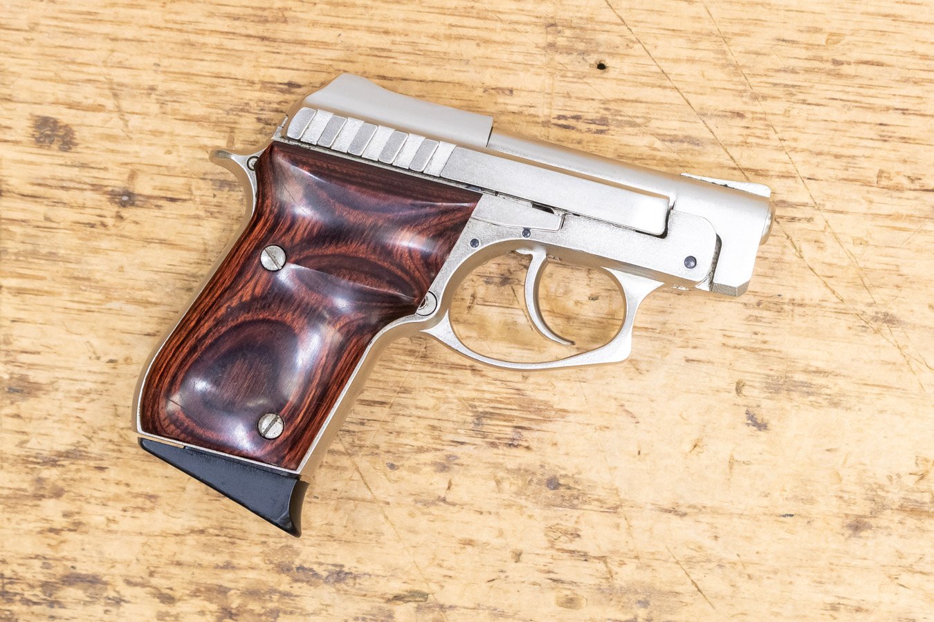 TAURUS PT-22 22LR Stainless Police Trade-in Pistol with Rosewood Grips