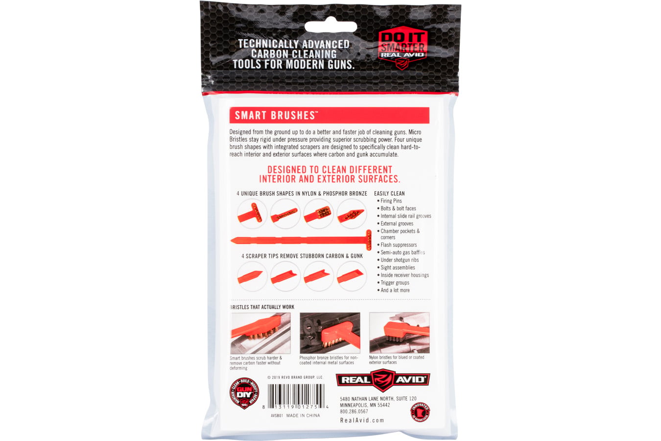 REAL AVID Plastic Firearm Smart Brushes 8 Pack