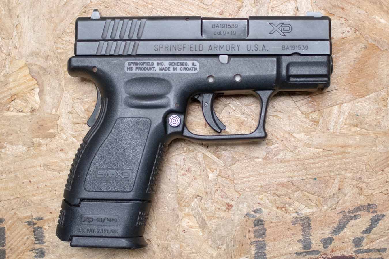 SPRINGFIELD XD-9 Sub-Compact 9mm Police Trade-In Pistol with Extended Magazine