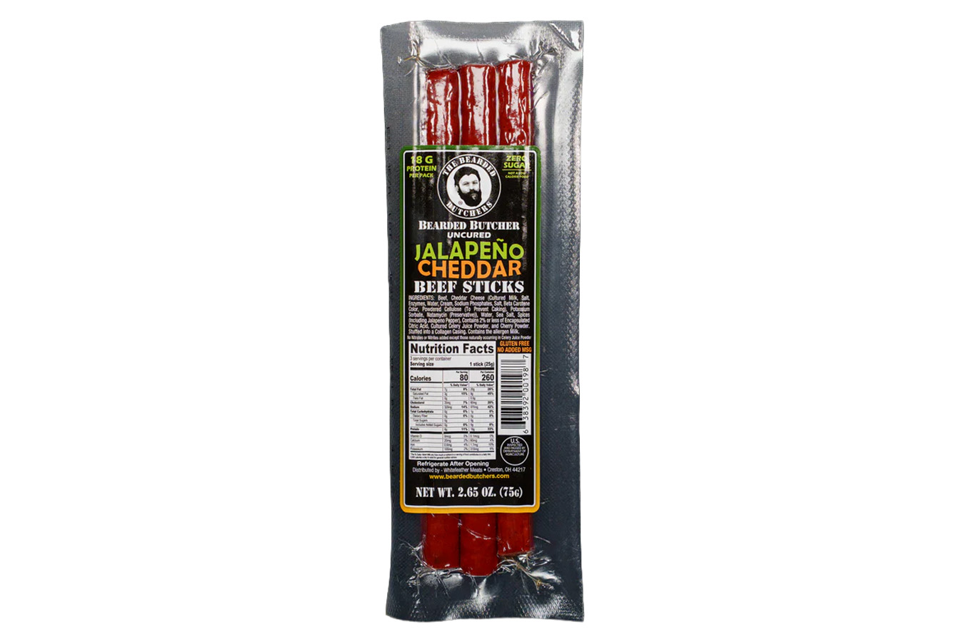 BEARDED BUTCHER Jalapeno Cheddar Beef Sticks