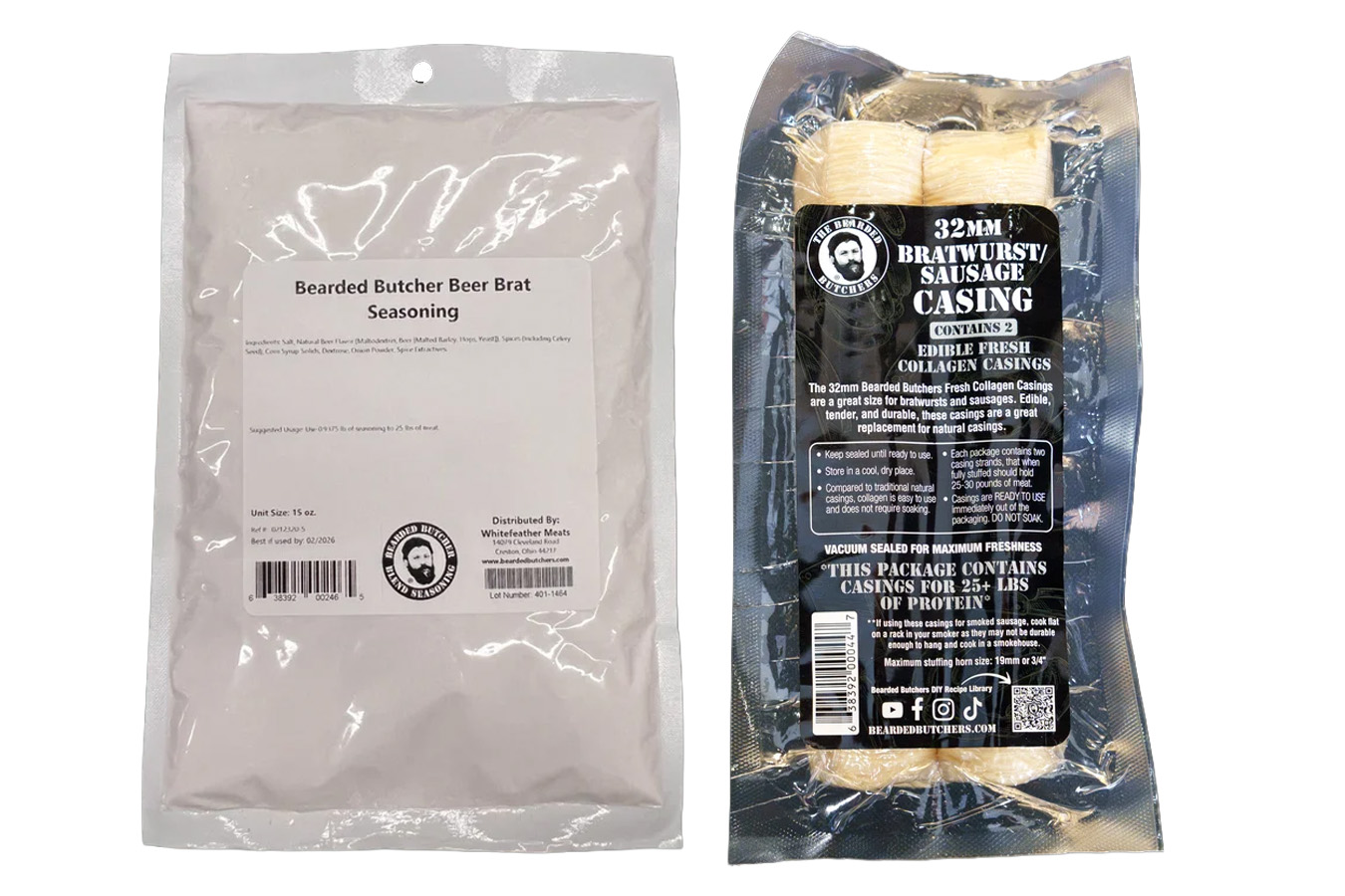 Bearded Butcher Beer Bratwurst DIY Kit with Collagen Casings