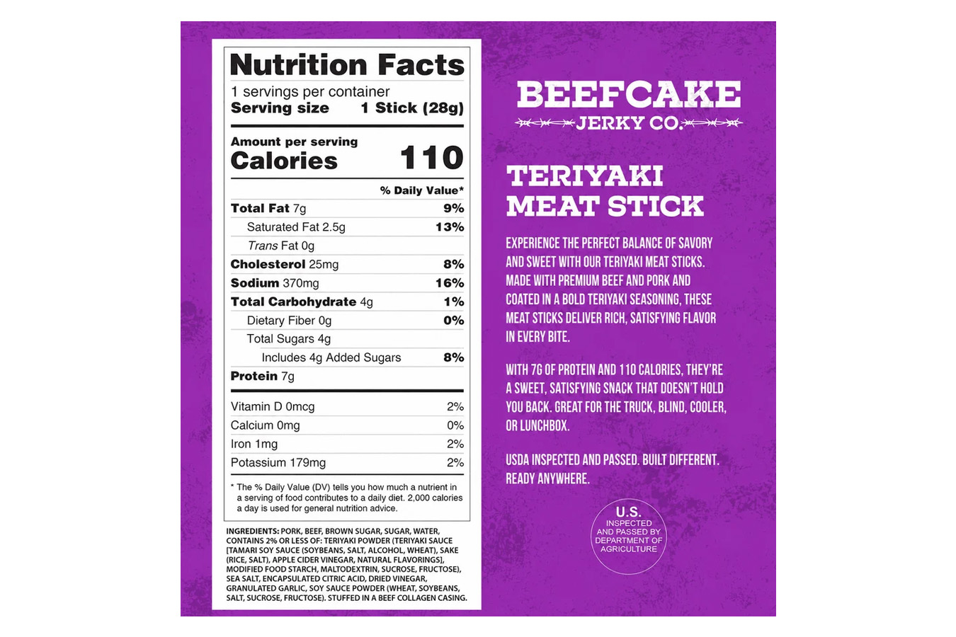 Beefcake Jerky Teriyaki Meat Stick - 1 oz