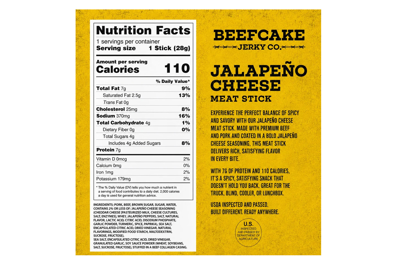 Beefcake Jerky Jalapeno and Cheese Meat Stick - 1 oz