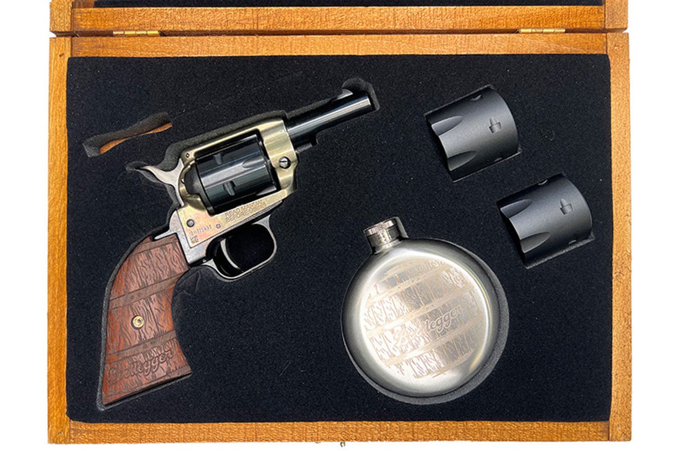 HERITAGE Barkeep 22 LR Revolver Bootlegger Box Set with Custom Wood Grips, Display Case,