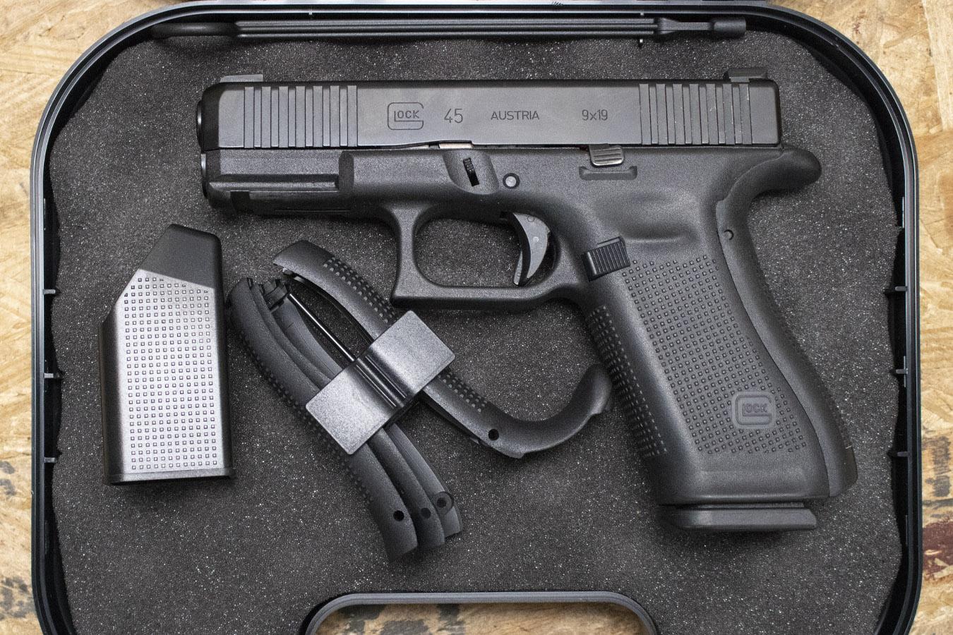 GLOCK 45 9mm Police Trade-In Pistol with AmeriGlo Sights, Backstraps, and Case