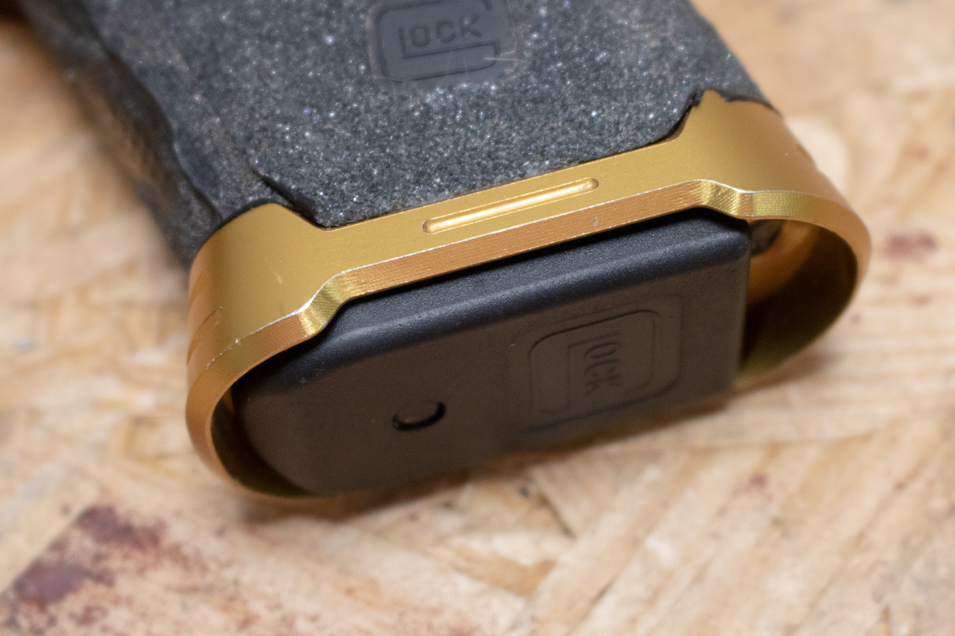 GLOCK 43X 9mm Police Trade-In Pistol with Gold-Colored Accents and Zaffiri Precision Threaded Barrel
