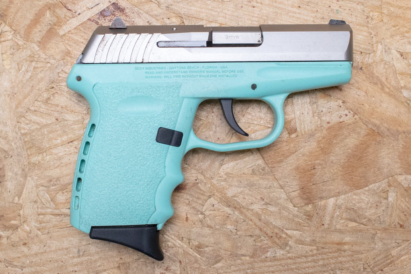 SCCY CPX-2 9mm Police Trade-In Pistol with Aqua Blue Frame