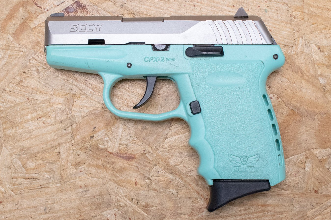 SCCY CPX-2 9mm Police Trade-In Pistol with Aqua Blue Frame