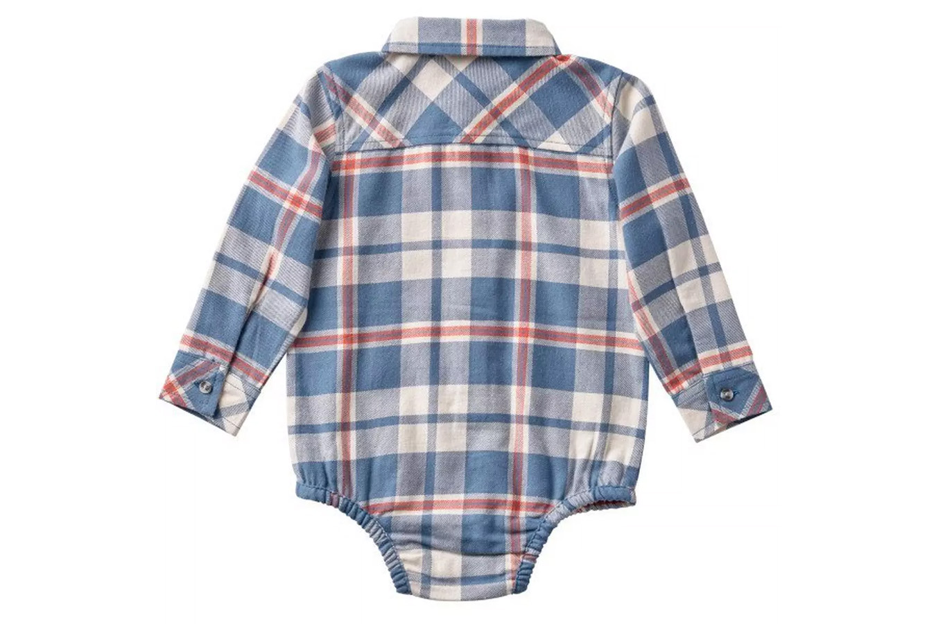 Carhartt Kids Infant Boys Long Sleeve Plaid Flannel Bodysuit, China Blue