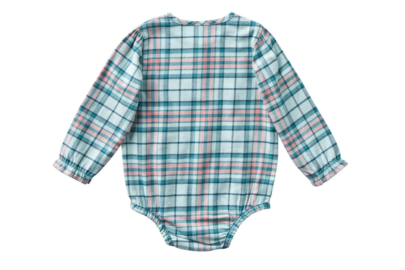 Carhartt Kids Girls' Long-Sleeve Plaid Flannel Bodysuit, Blue Haze Plaid