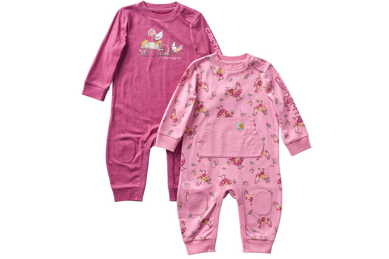 Carhartt Kids Girls' Long-Sleeve 2-Piece Coverall Set, Violet Quartz Heather