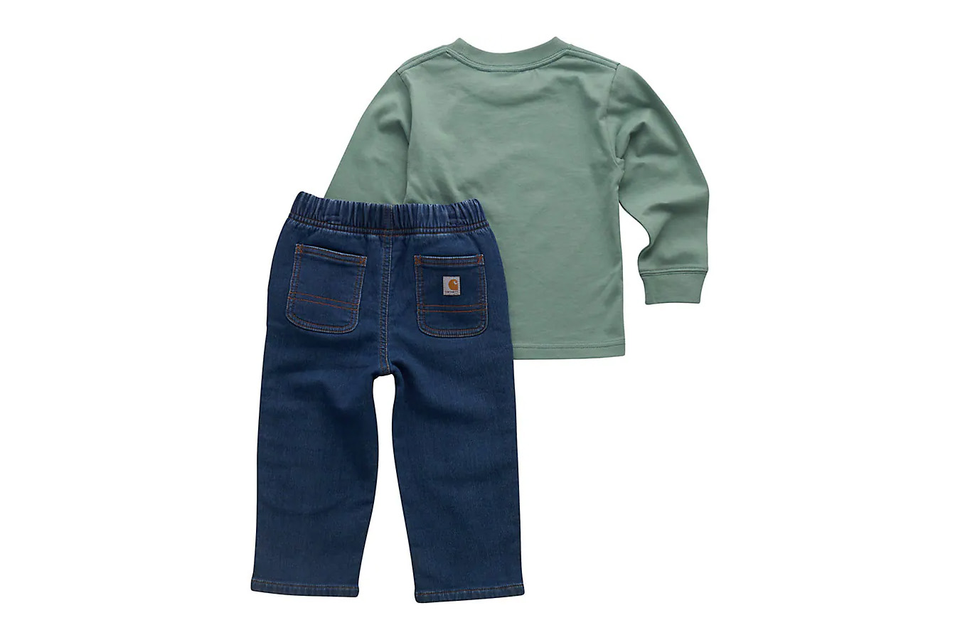 Carhartt Kids Boys 2-Piece Long Sleeve Dog T-Shirt and Denim Pant Set (Baby)