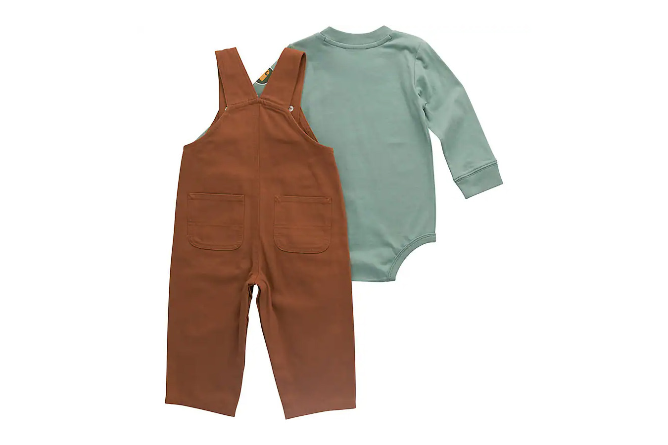 Carhartt Kids Boys 2-Piece Long Sleeve Bodysuit and Canvas Overall Set (Baby)