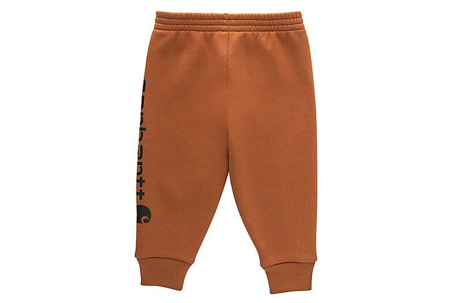 Carhartt Kids Infant Fleece Logo Sweatpants, Carhartt Brown/Black, Midweight Cotton-Poly Fleece with Elastic Waist and Ribbed Cuffs