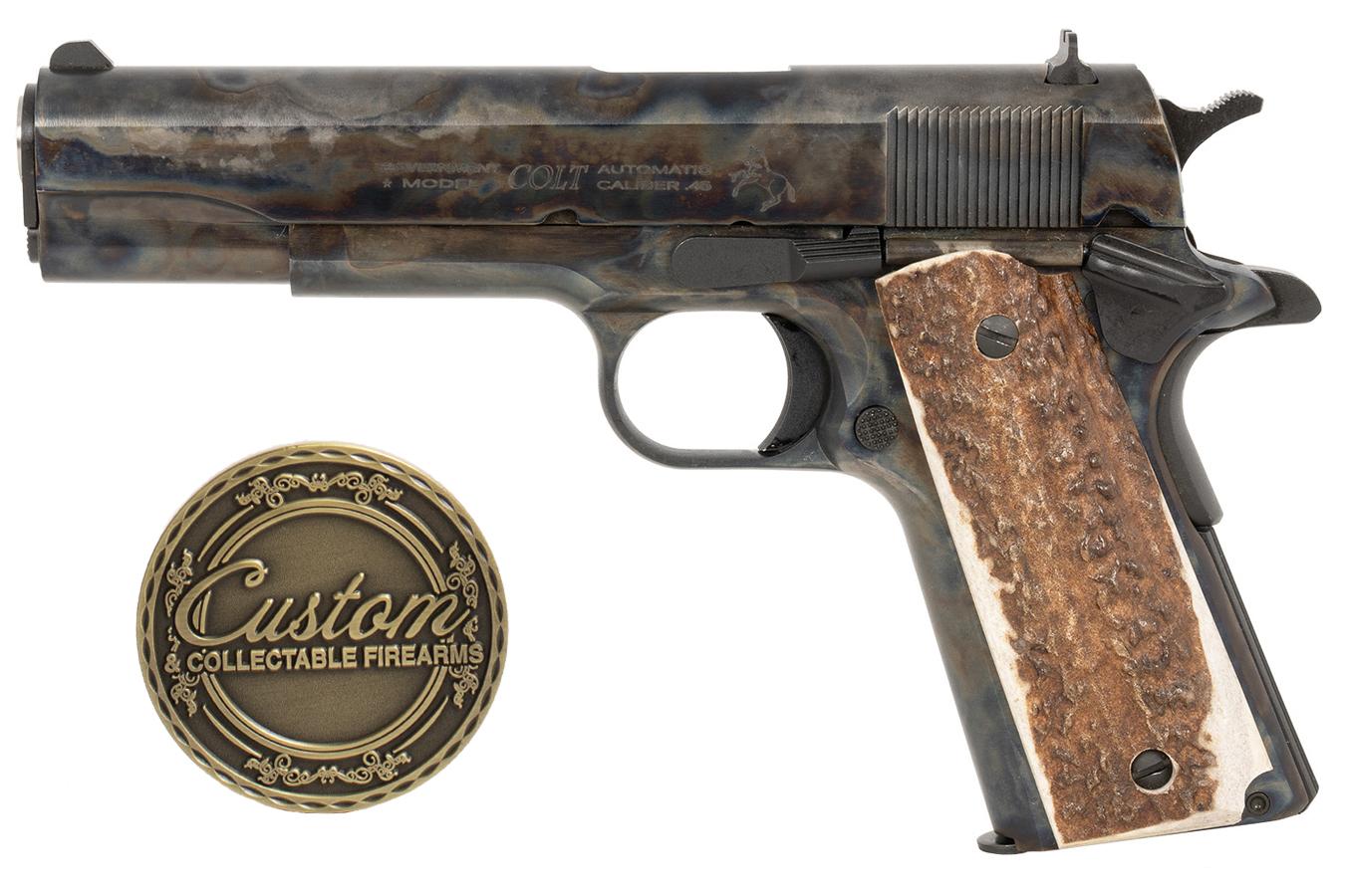 Cnc Firearms Colt 1911 45ACP Vintage Limited Edition Pistol with Color Case Hardened Steel Slide and Frame plus Stag Grips