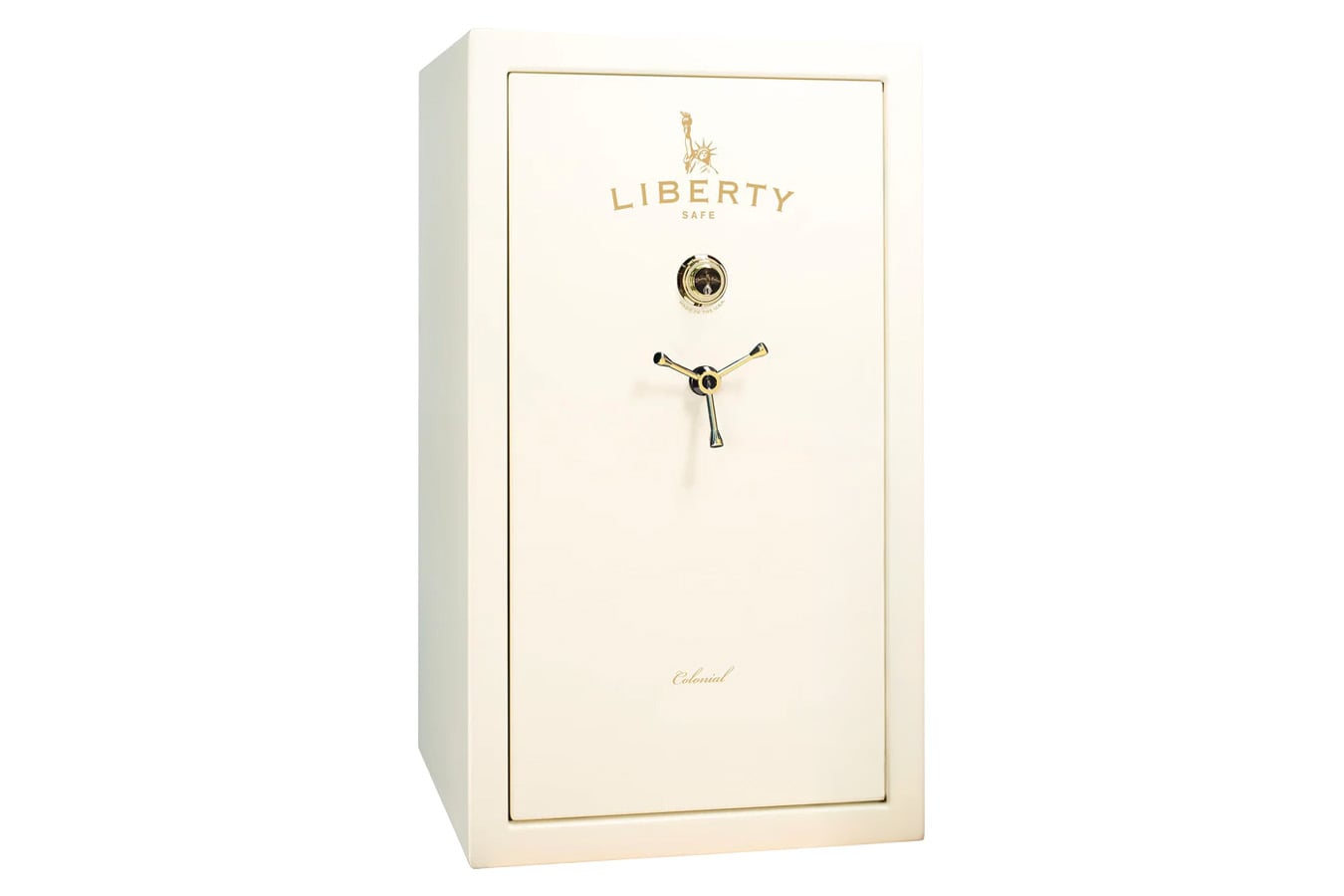 Liberty Colonial 30 White Gloss Finish Safe with Brass E-Lock