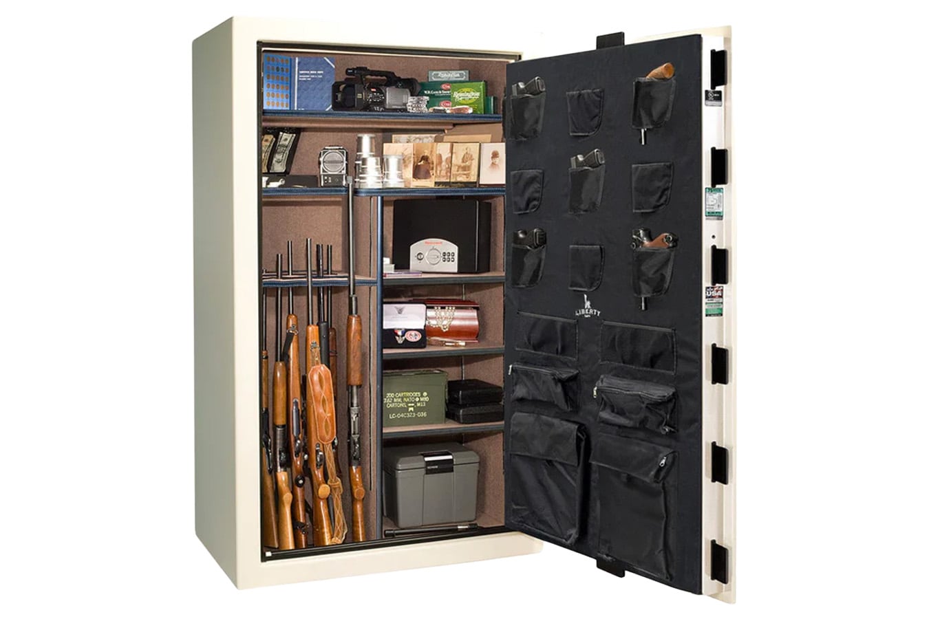 Liberty Colonial 50 White Gloss Finish Safe with Brass E-Lock