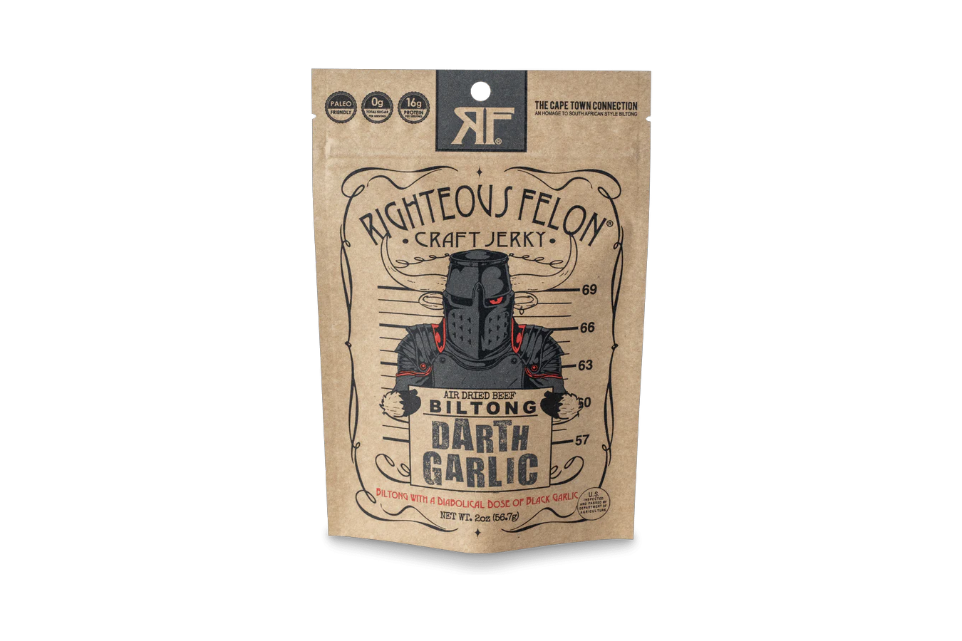 Righteous Felon Darth Garlic Biltong Beef Jerky 2oz