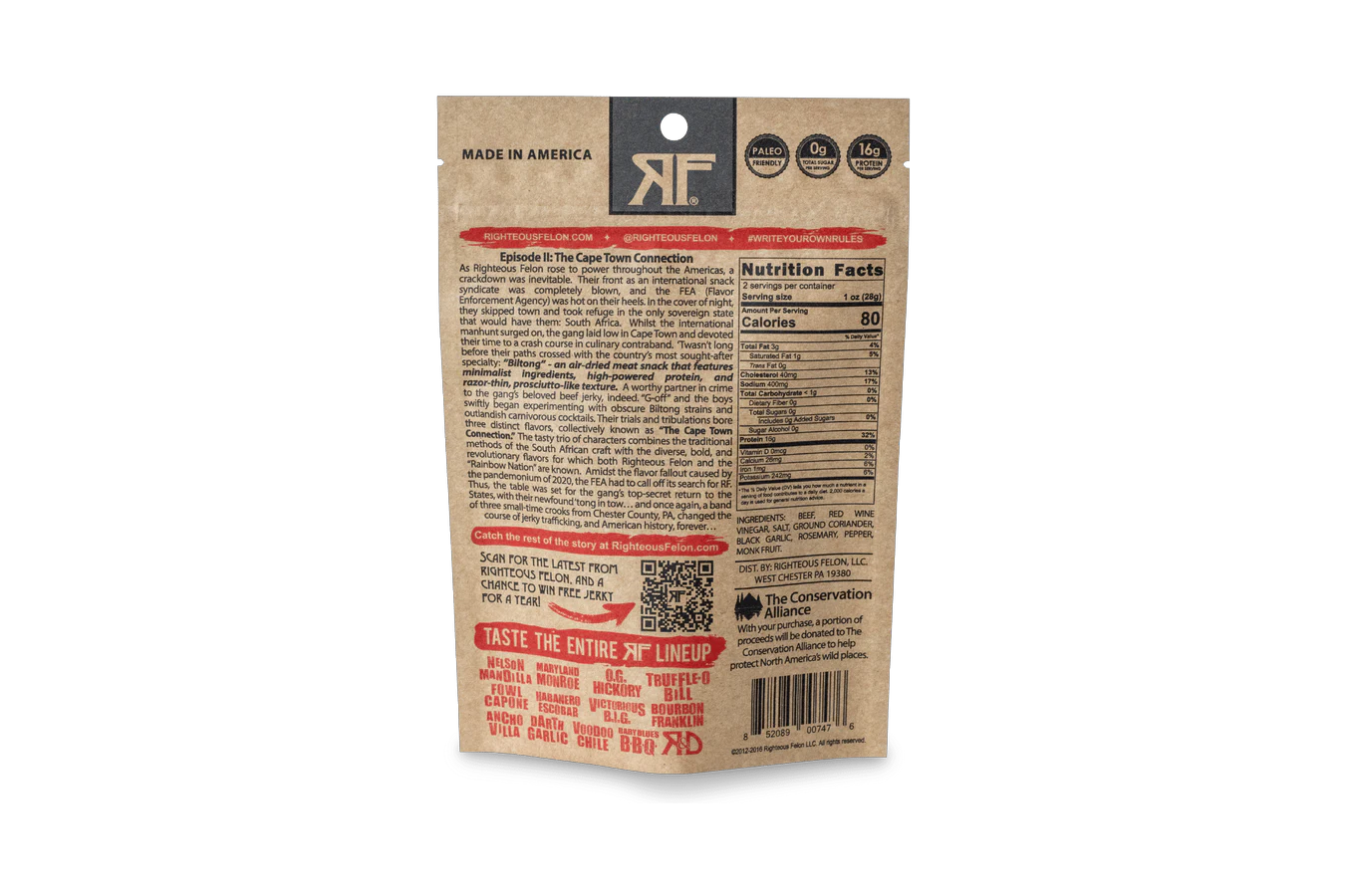 Righteous Felon Darth Garlic Biltong Beef Jerky 2oz