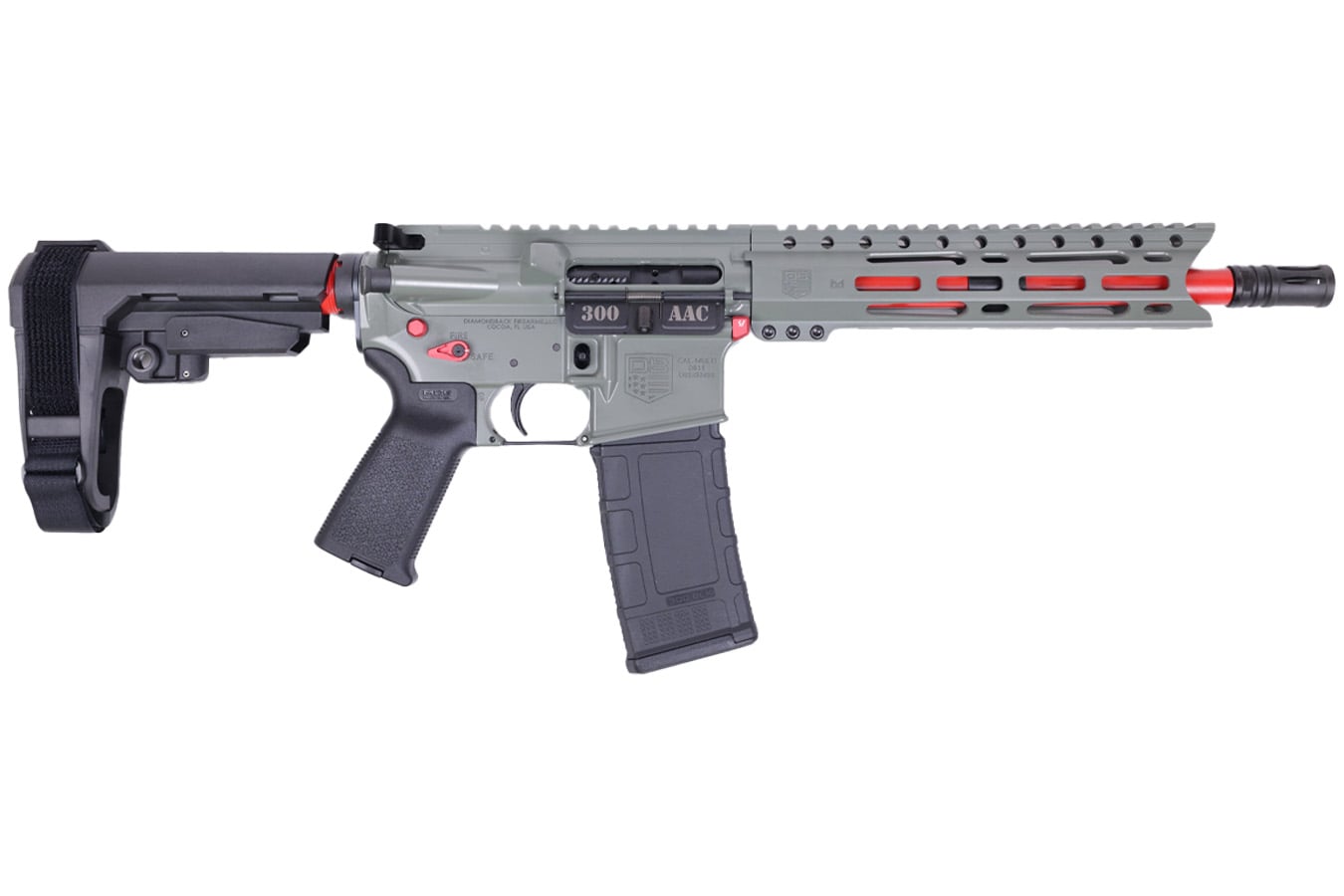 Diamondback DB-15 300 Blackout Semi-Auto Pistol with Jungle Green and Red Accents