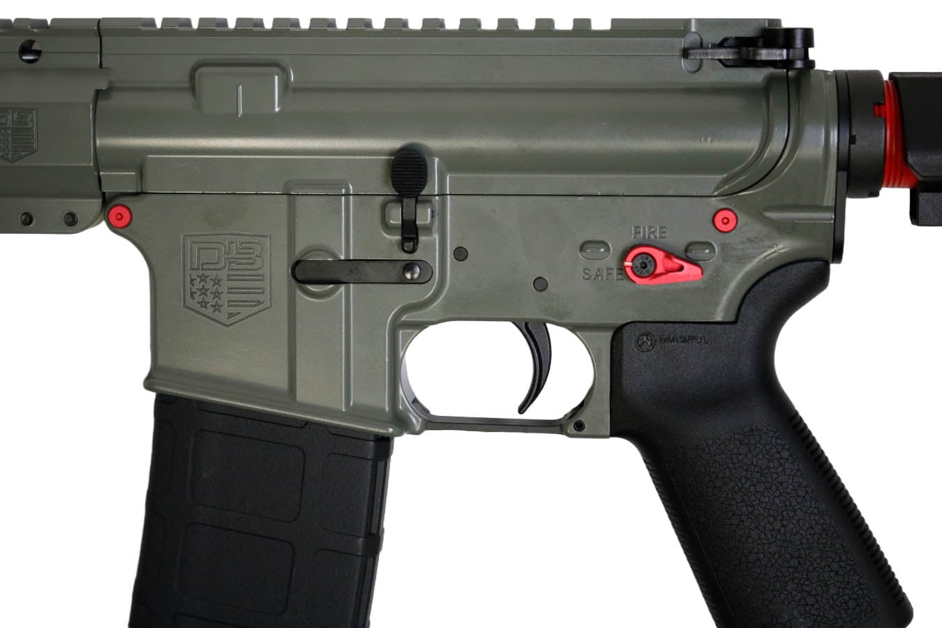 DIAMONDBACK FIREARMS DB-15 5.56 NATO Semi-Auto Pistol with Jungle Green Finish, Red Accents and SBA3 Brace