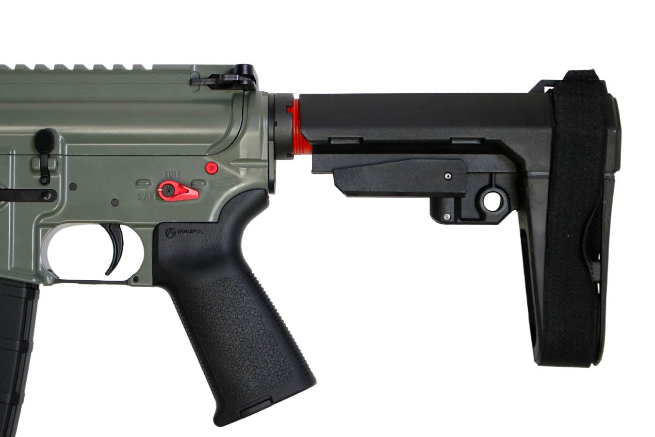DIAMONDBACK FIREARMS DB-15 5.56 NATO Semi-Auto Pistol with Jungle Green Finish, Red Accents and SBA3 Brace