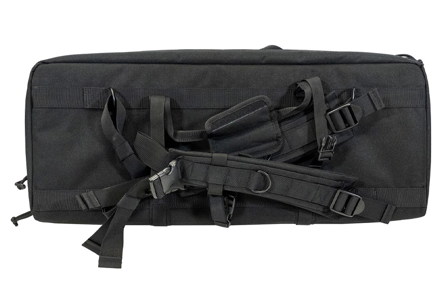 GPS Double Rifle Case with 2 Padded Pistol Sleeves MOLLE and Lockable Zippers