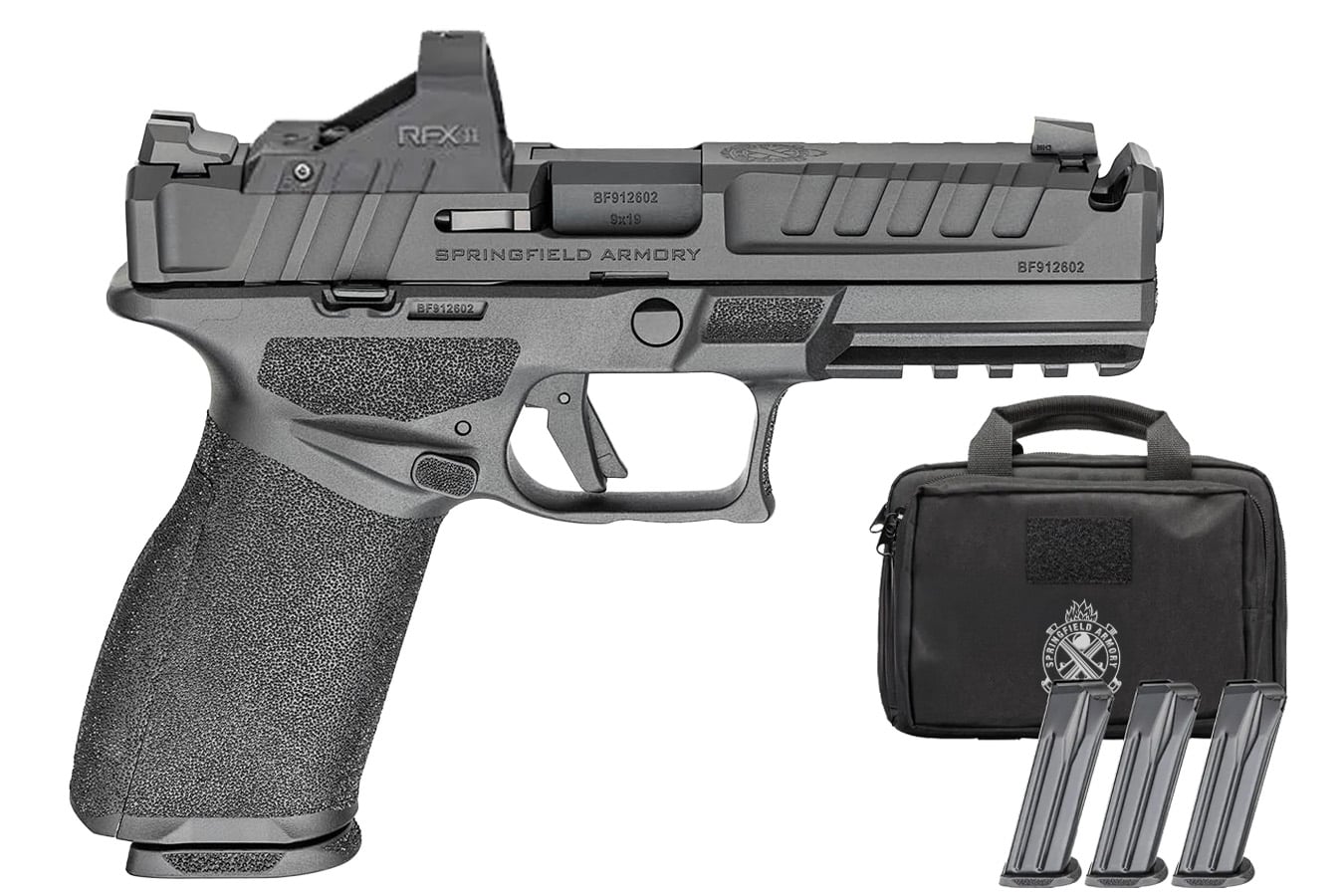 Springfield Echelon 4.5F Comp 9mm Gear Pac with Viridian RFX-11 Green Dot, Four Mags and Pistol Bag