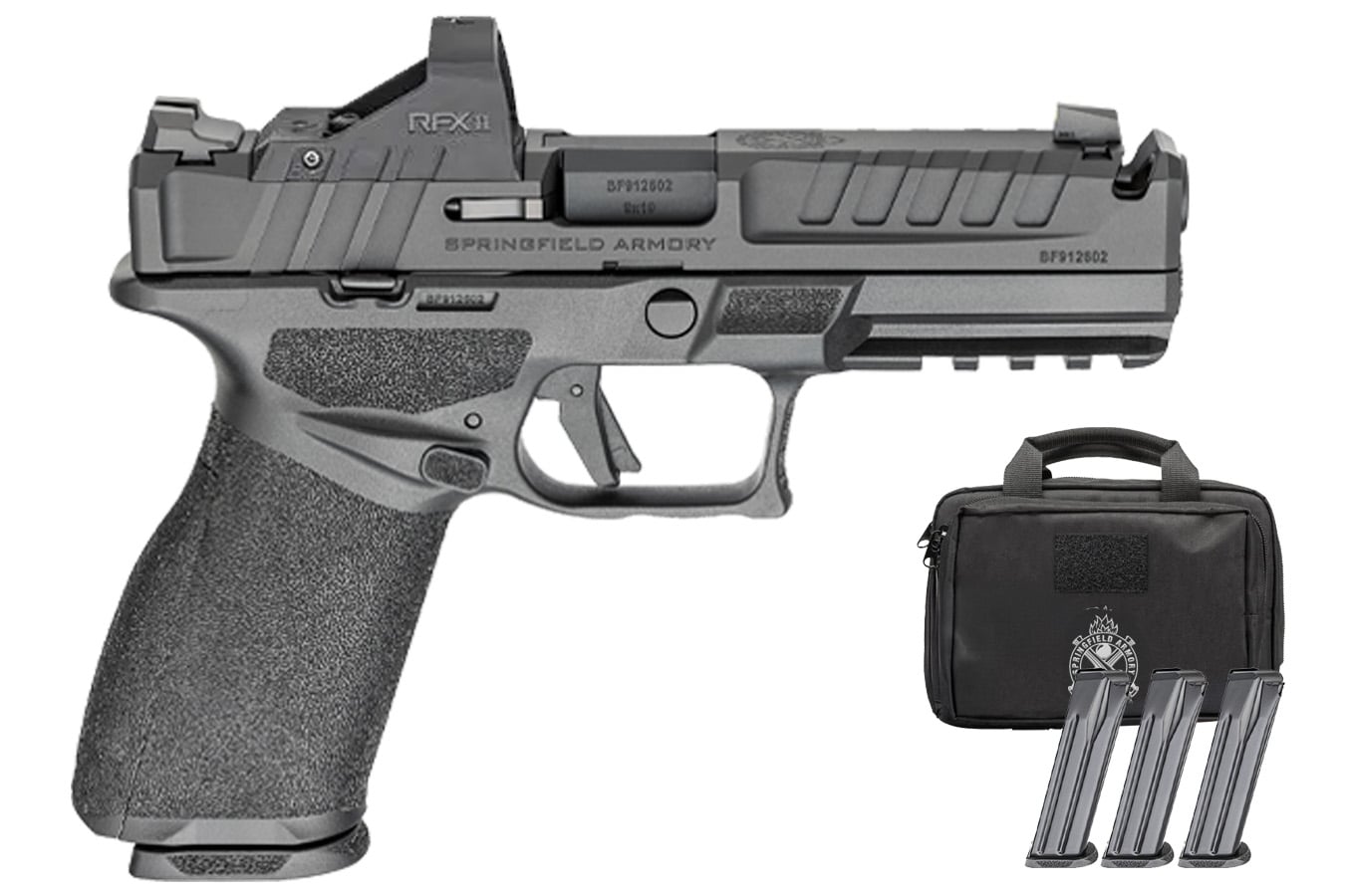 Springfield Echelon 4.5F Comp 9mm Gear Pac with Viridian RFX-11 Green Dot, Four Mags and Pistol Bag