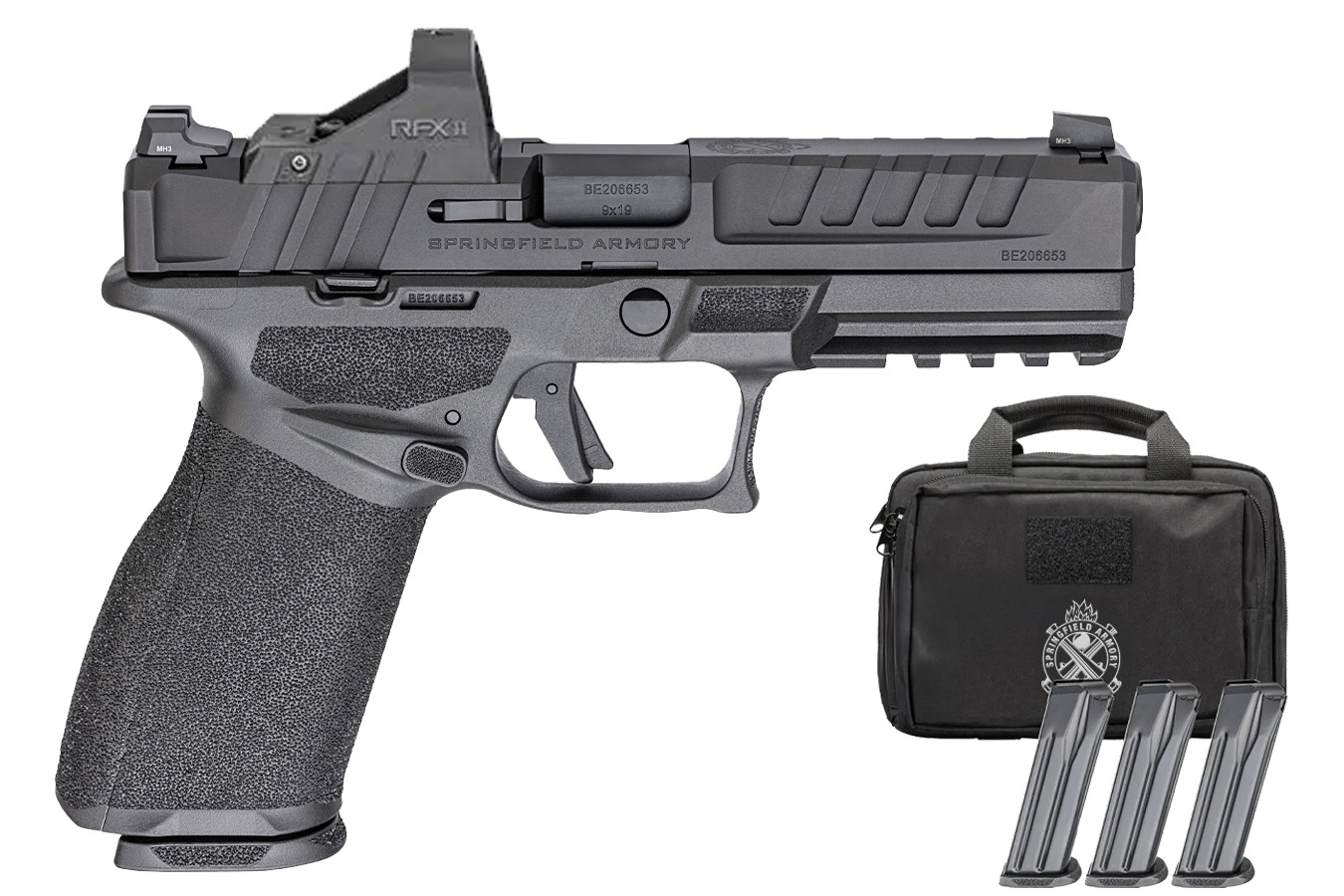Springfield Echelon 4.5F 9mm Gear Pac with Viridian RFX-11 Green Dot, Four Mags and Pistol Bag