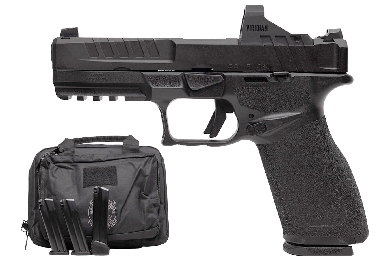 Springfield Echelon 4.5F 9mm Gear Pac with Viridian RFX-11 Green Dot, Four Mags and Pistol Bag