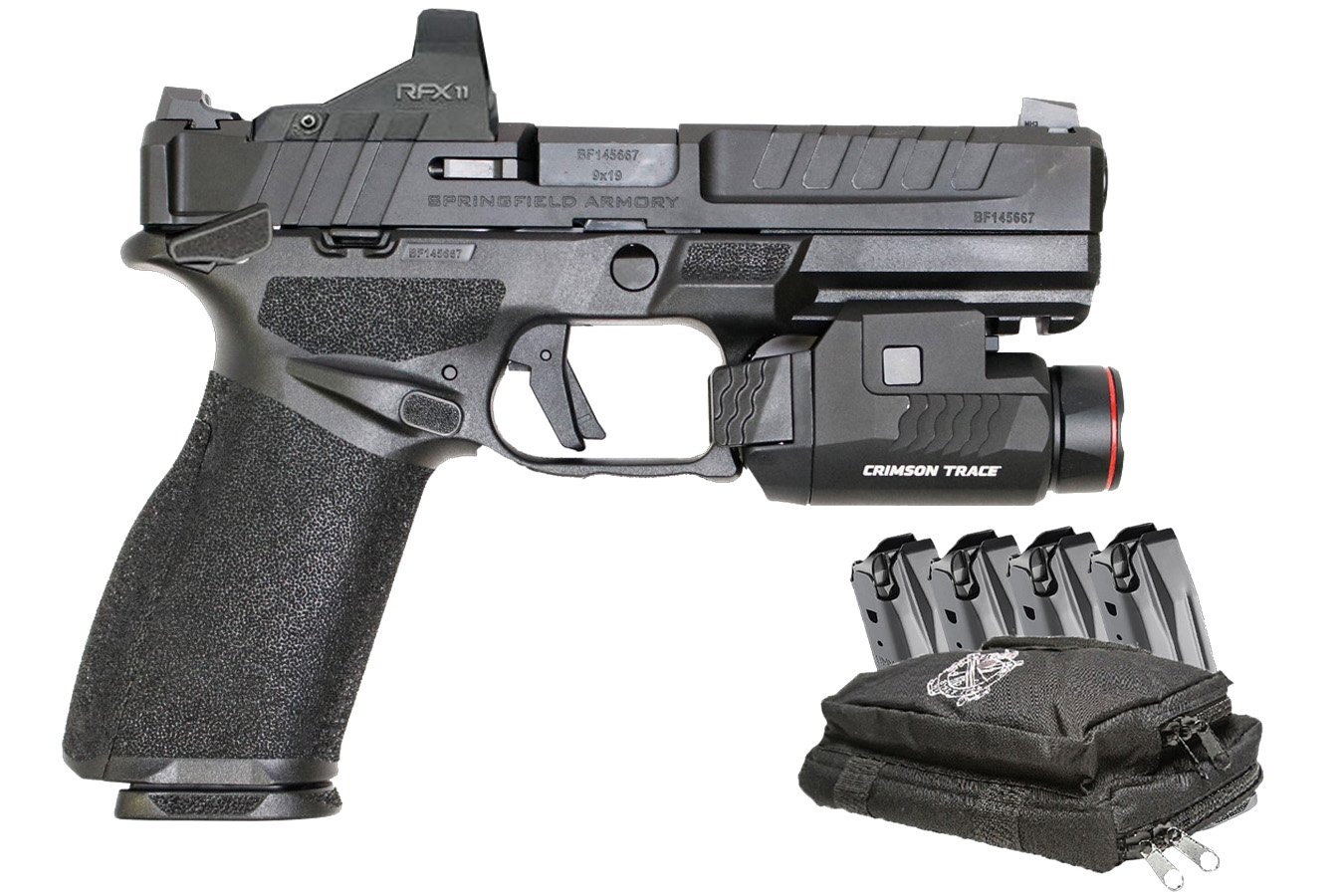 SPRINGFIELD Echelon 9mm Pistol with Manual Safety, Viridian Green Dot, Crimson Trace Light, Five Mags and Range Bag