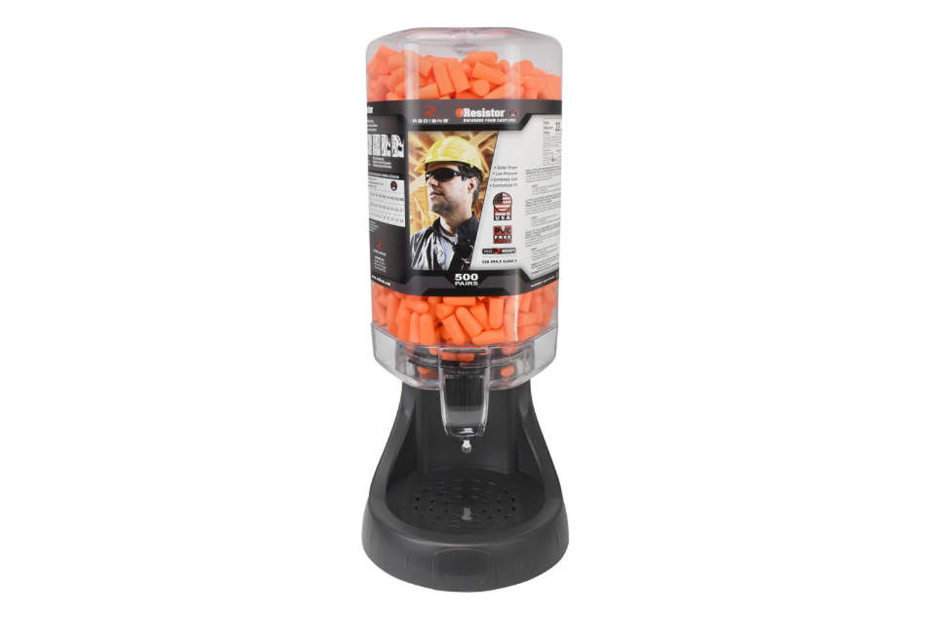 Radians 500 Pair Foam Earplug Dispenser and Refills