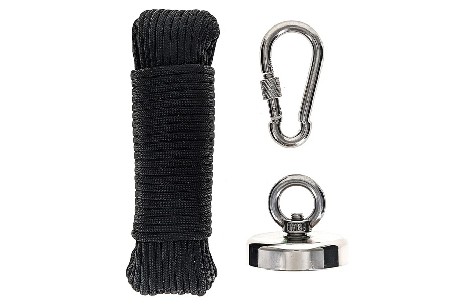 SONA ENTERPRISES 400 LB Pill Strength Magnet Fishing Kit with 60 Foot 500 LB Paracord and 304 Stainless Steel Snap Hook