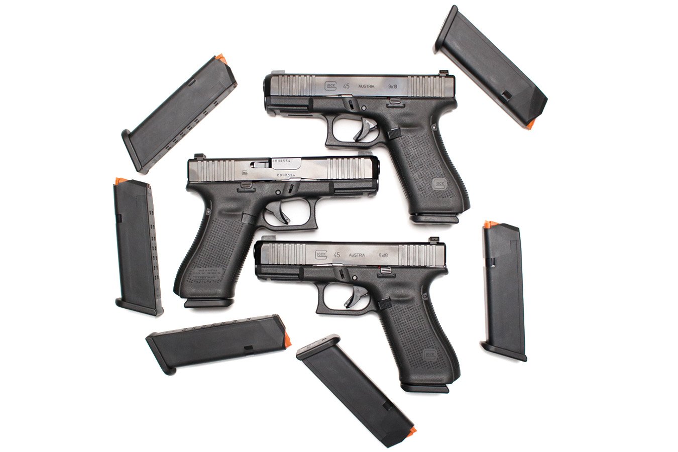 GLOCK 45 9mm New In Box Unissued Police Trade-in Pistols with AmeriGlo Night Sights