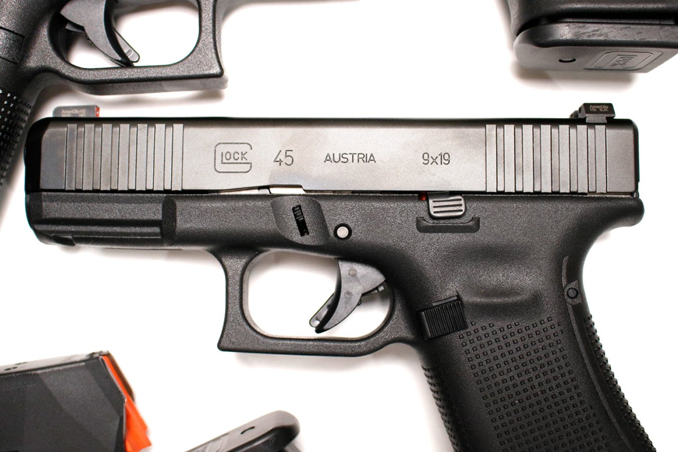 GLOCK 45 9mm New In Box Unissued Police Trade-in Pistols with AmeriGlo Night Sights