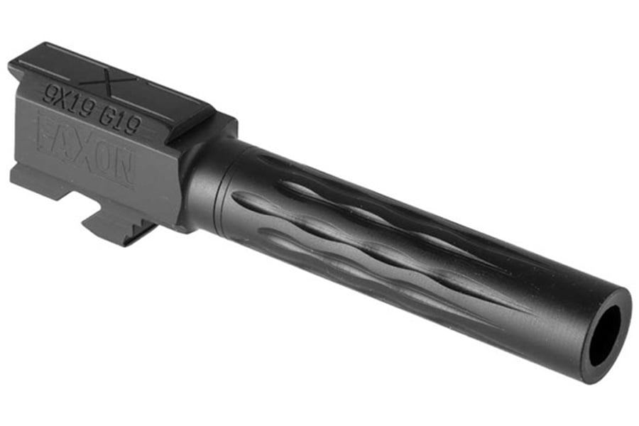 Faxon Firearms Match 9mm Non-Threaded Flame Fluted Barrel for Glock 19 Gen 2-5 Black Nitride