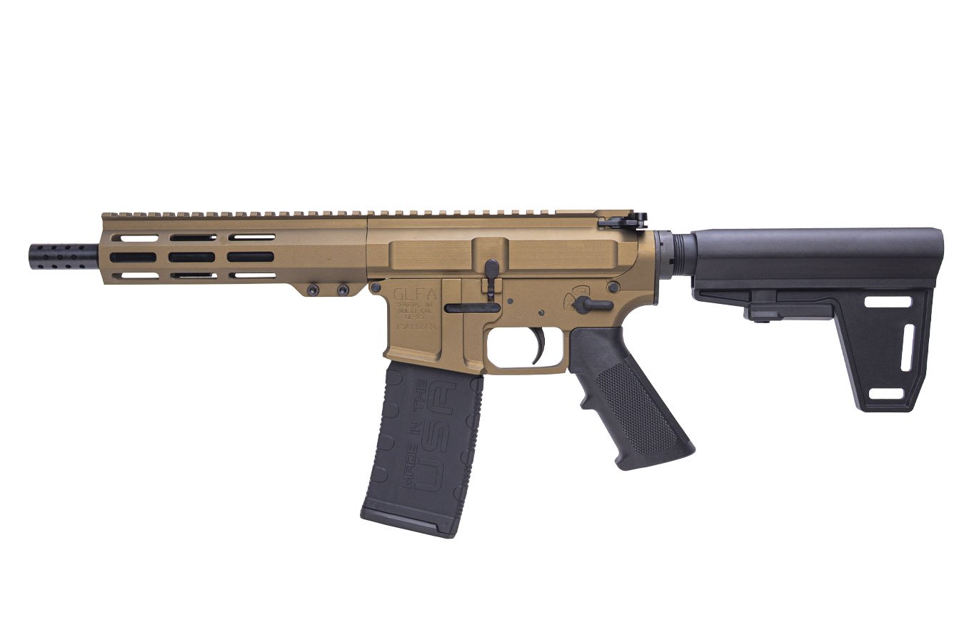 GREAT LAKES FIREARMS GL-15 .223 Wylde AR-Pistol with Brace and Bronze Cerakote Finish