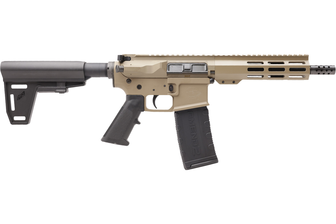 GREAT LAKES FIREARMS GL-15 223 Wylde AR-Pistol with Brace and FDE Cerakote Finish