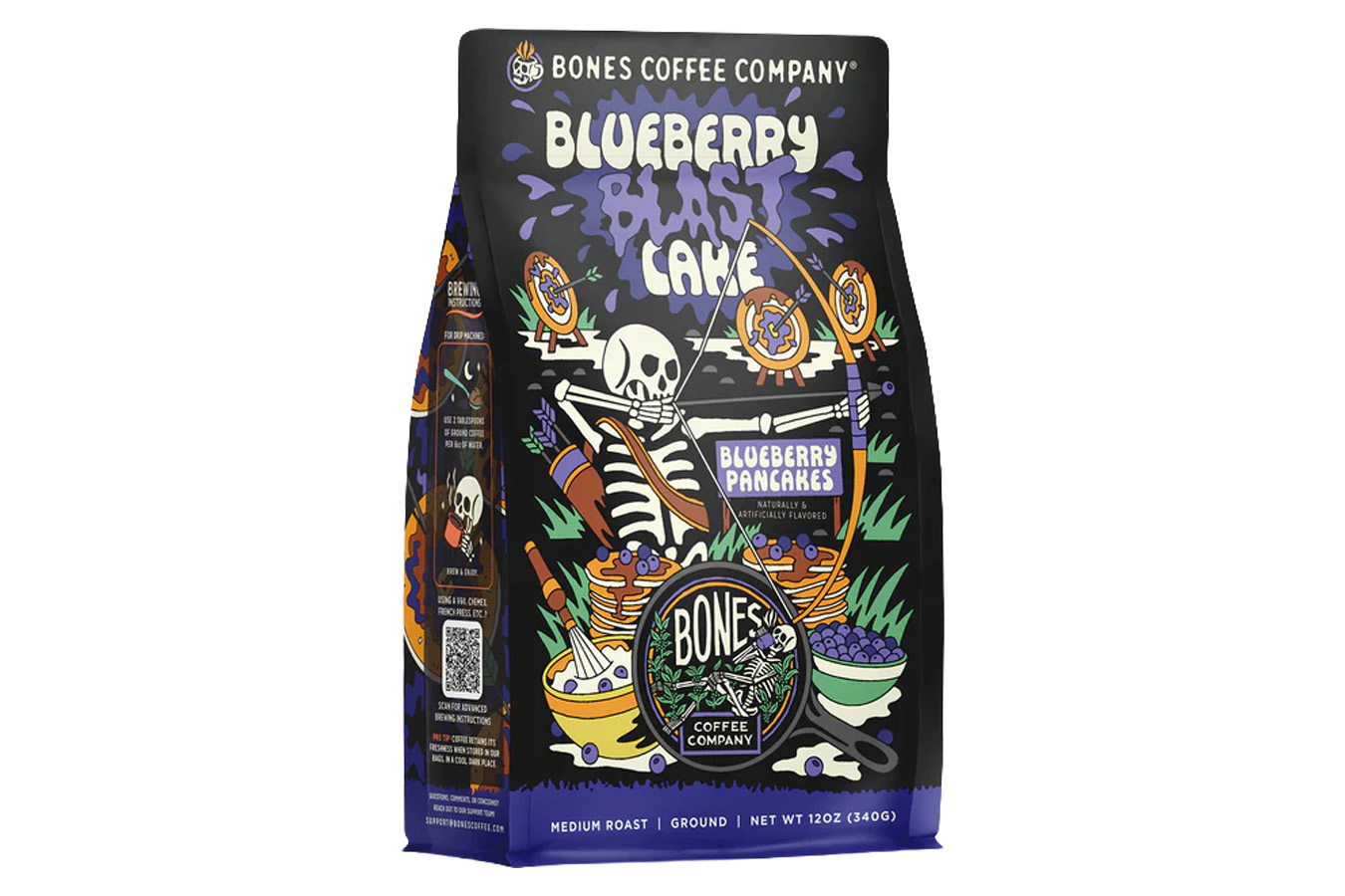 Bones Coffee Blueberry Blast Cake Ground Coffee - 12 oz