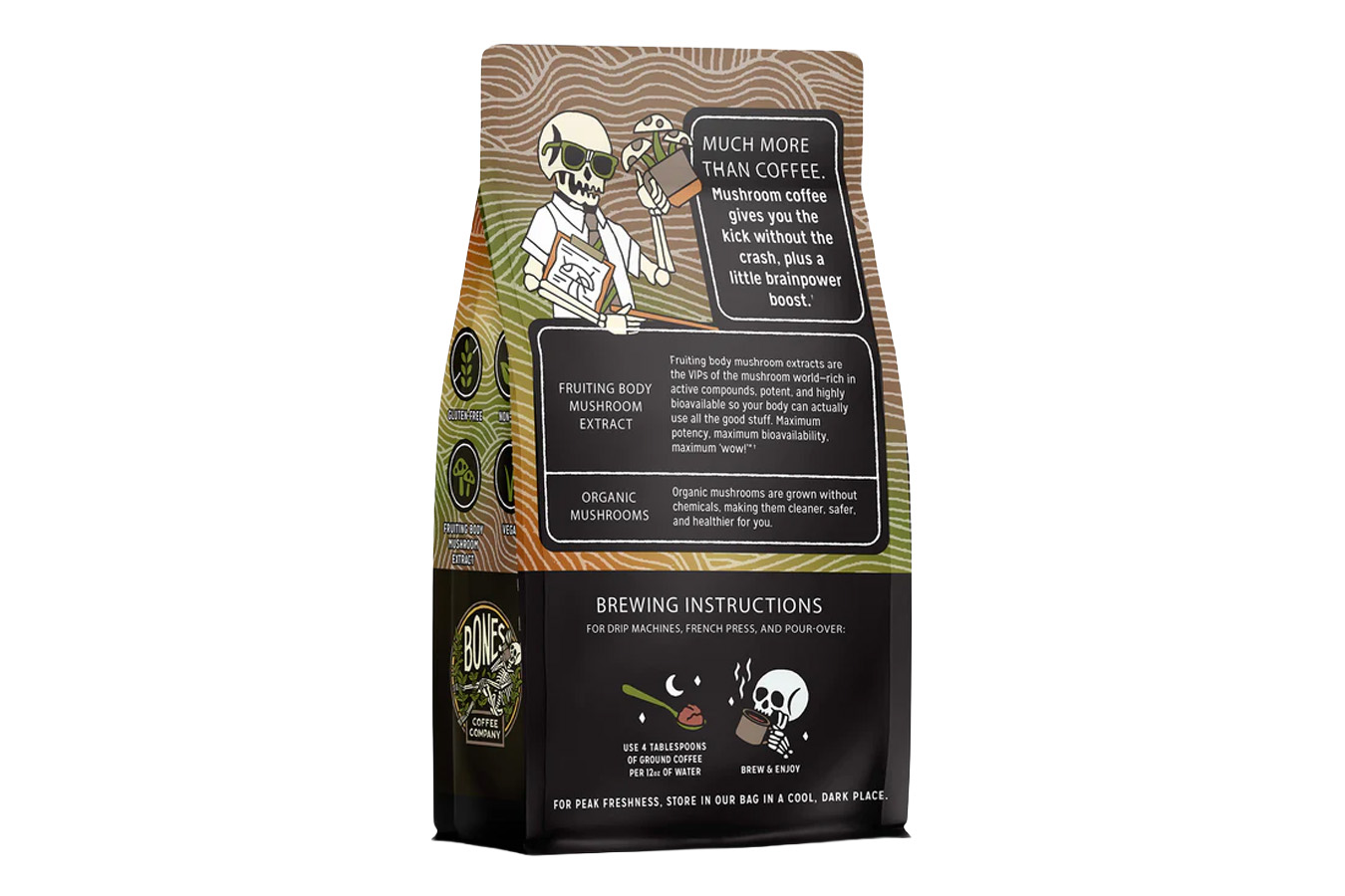 BONES COFFEE Better Brain Mushroom Ground Coffee - 10oz