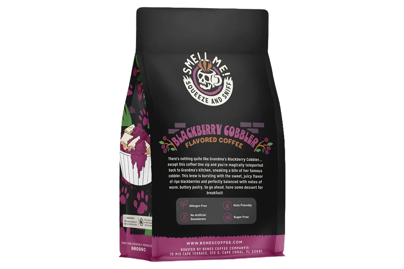 Bones Coffee Blackberry Cobbler Flavored Ground Coffee - 12 oz