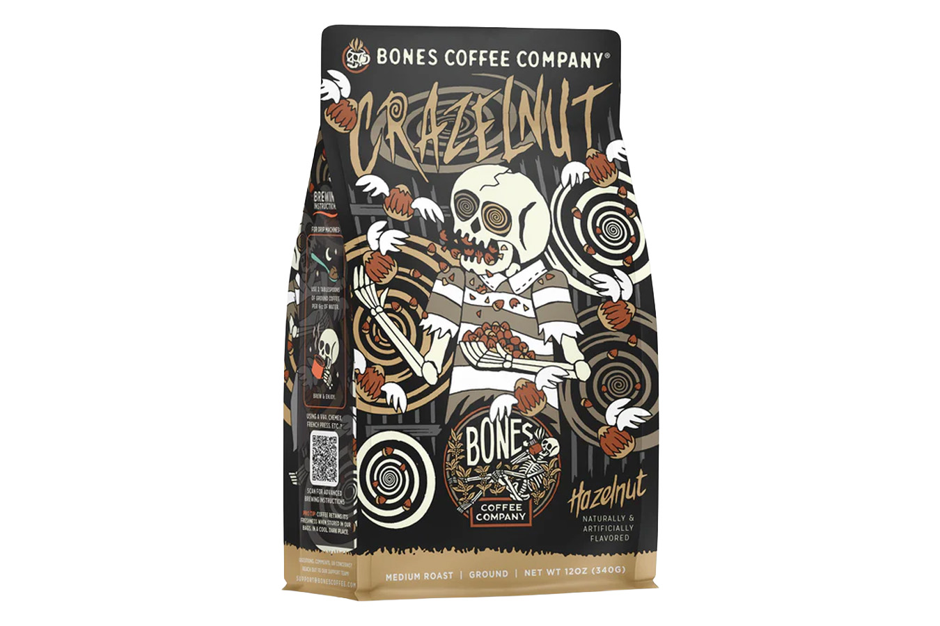 Bones Coffee Crazelnut Hazelnut Flavored Ground Coffee - 12 oz