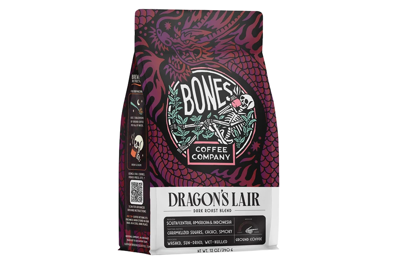 Bones Coffee Dragon's Lair Classic Ground Coffee - 12 oz