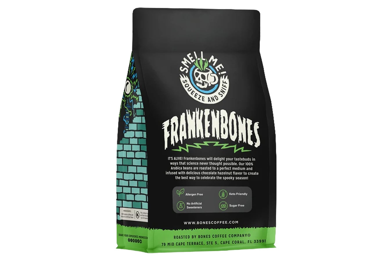 Bones Coffee Frankenbones Chocolate Hazelnut Flavored Ground Coffee - 12 oz