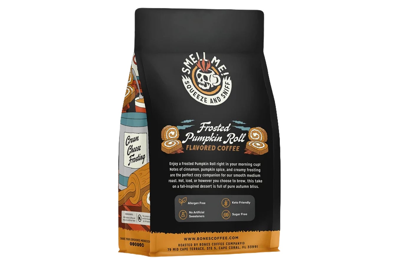 Bones Coffee Frosted Pumpkin Roll Flavored Ground Coffee - 12 oz